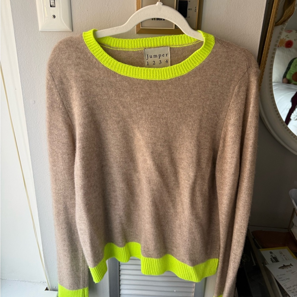 Cashmere Sweater with Yellow Accents